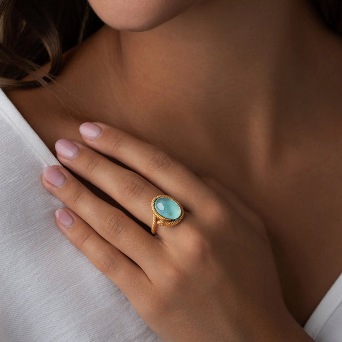 Sky Serpent Blue Chalcedony Ring
