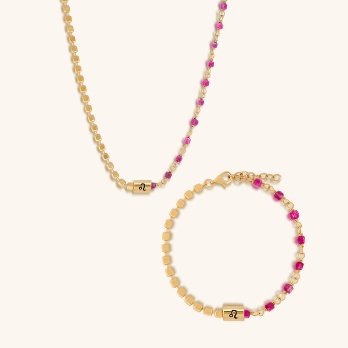 Majestic Flame Leo Ruby Jewelry Set