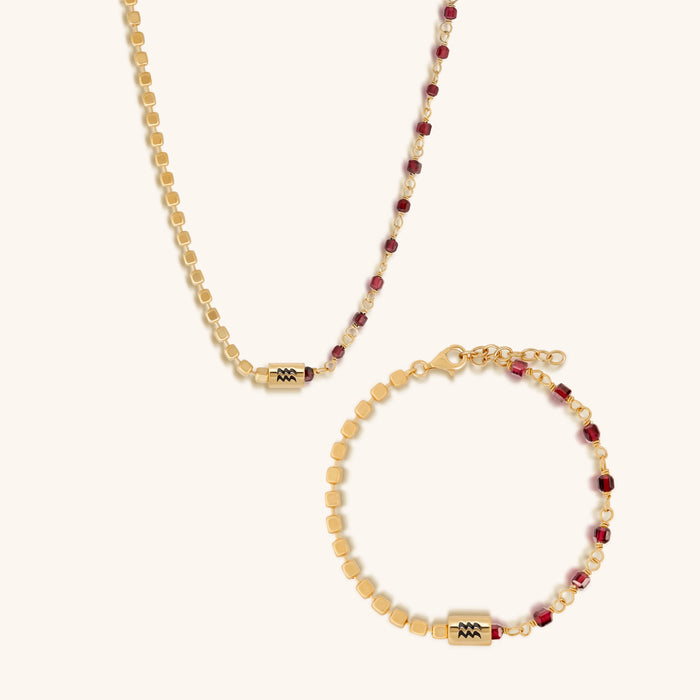 Celestial Vision Aquarius Garnet Jewelry Set