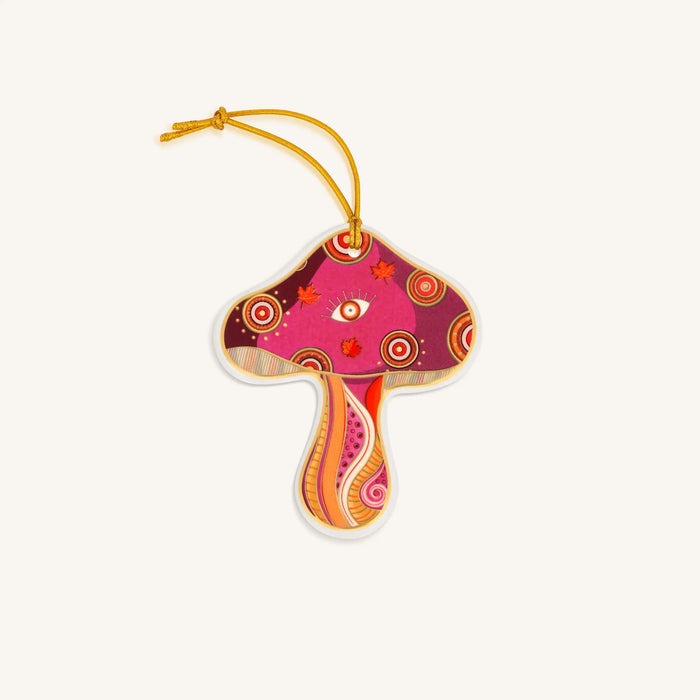 Grounded Perspective Ceramic Mushroom Ornament