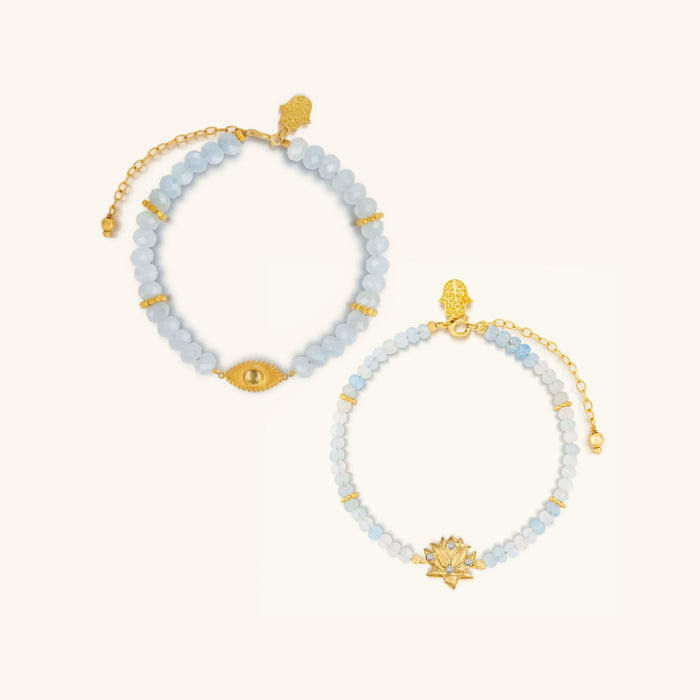Tranquil Awakening Aquamarine Bracelet Set