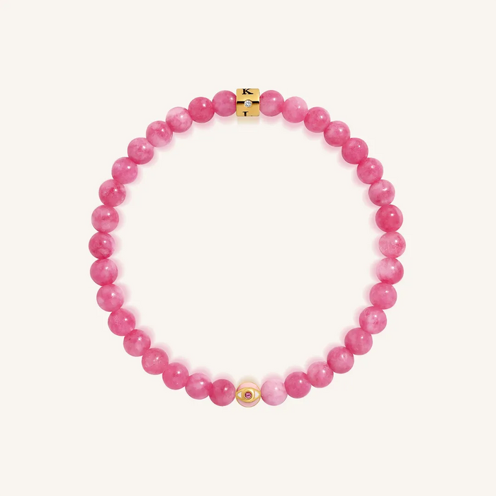 Gentle Heart Pink Tourmaline October Birthstone Evil Eye Kid's Bracelet