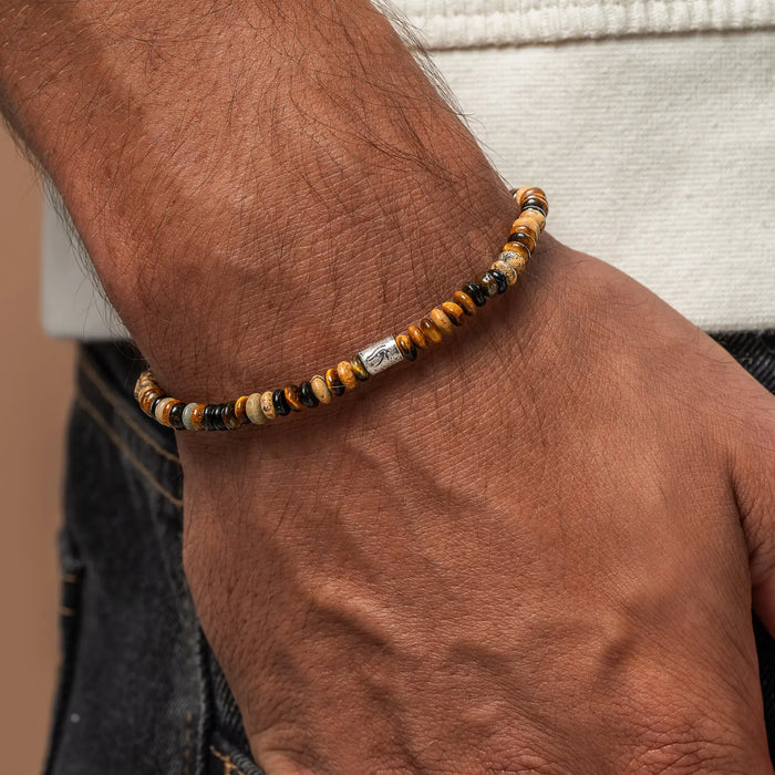 Reach Higher Multi-Symbol Tiger’s Eye, Jasper, and Onyx Bracelet