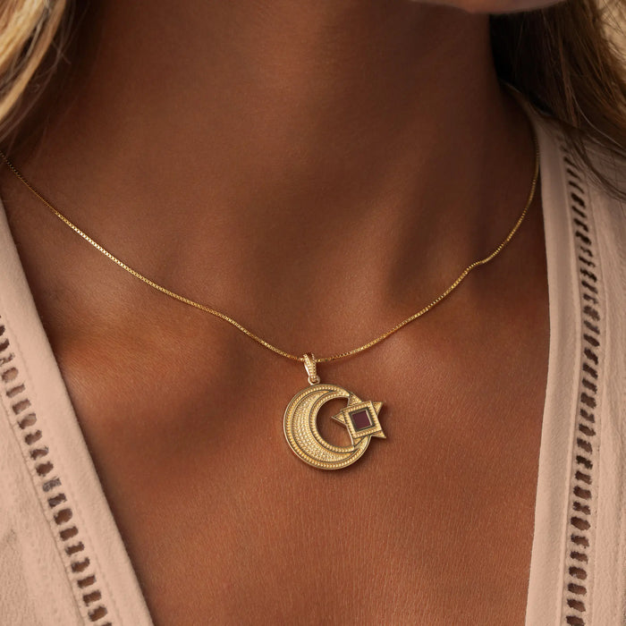 Crescent and Star Quran Nano Chip Necklace