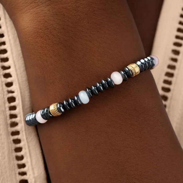 Tranquil Essence Hematite, Rose Quartz & Aquamarine Bracelet