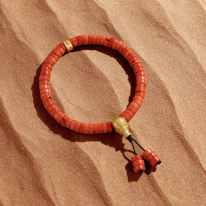 Guiding Flame Guru Coral Heishi Bracelet