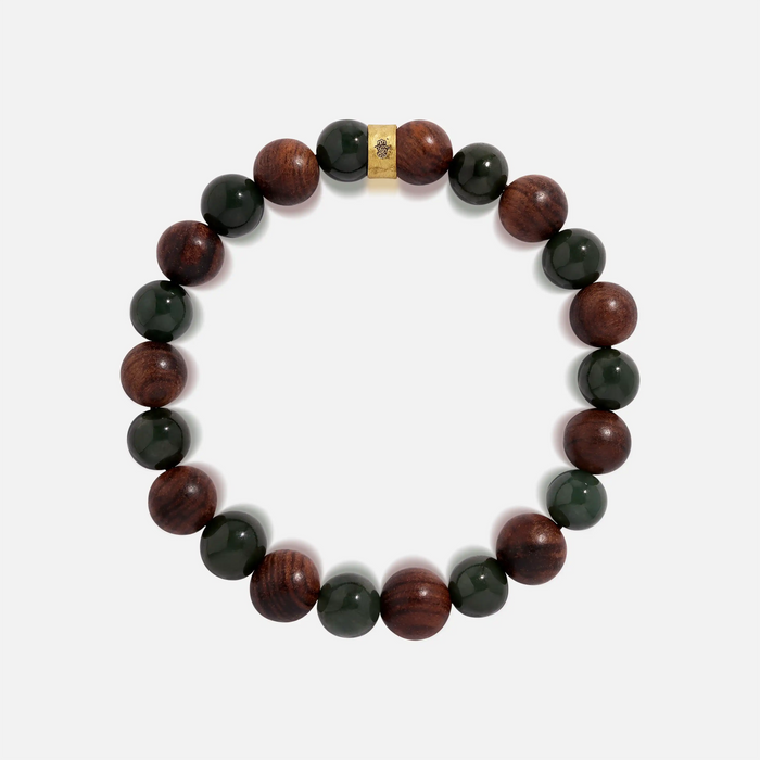 Balanced Harmony Wood & Jade Guru Bracelet