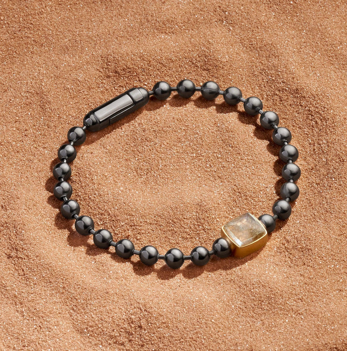 Eclipse Strength Gunmetal Labradorite Charm Bracelet