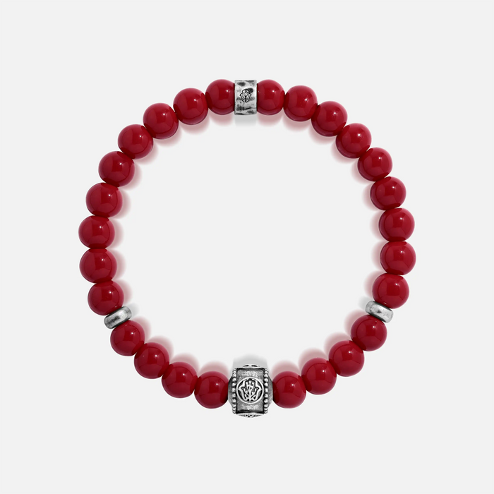 Spiritual Odyssey Coral Multi-Symbol Silver Bracelet