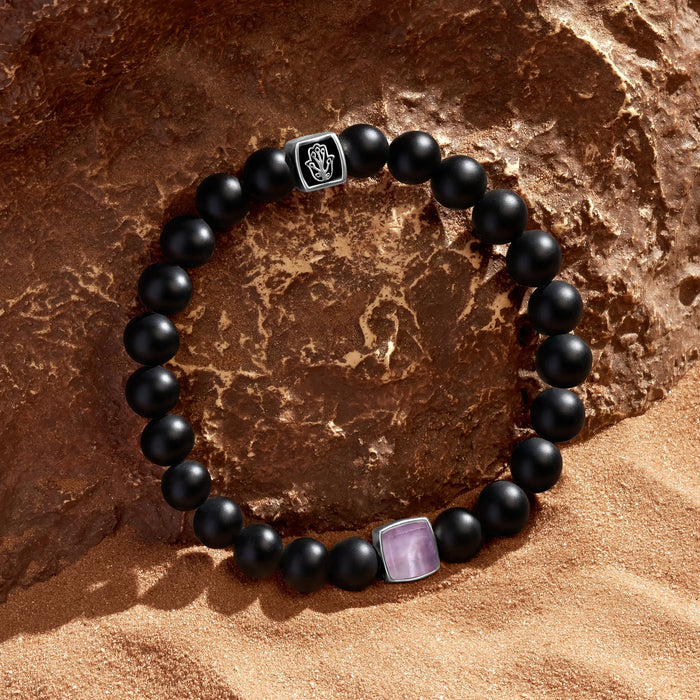 Activated Intuition Amethyst Birthstone Bracelet on Black Onyx