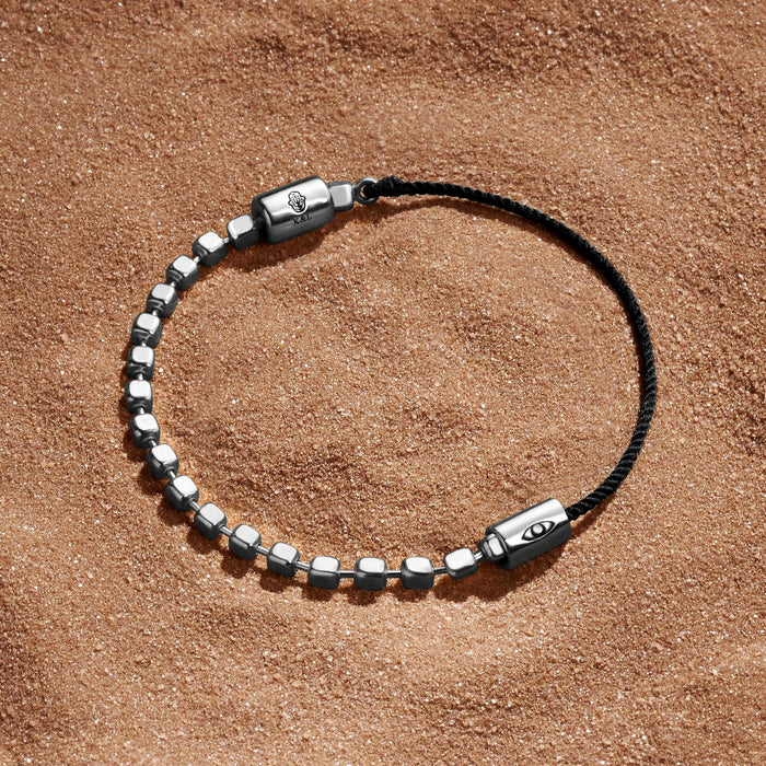Continuous Renewal Silver Evil Eye Black String Bracelet
