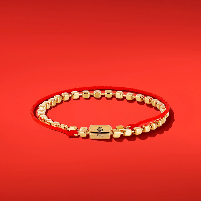 Loyal Companion Gold Hamsa Red String Bracelet