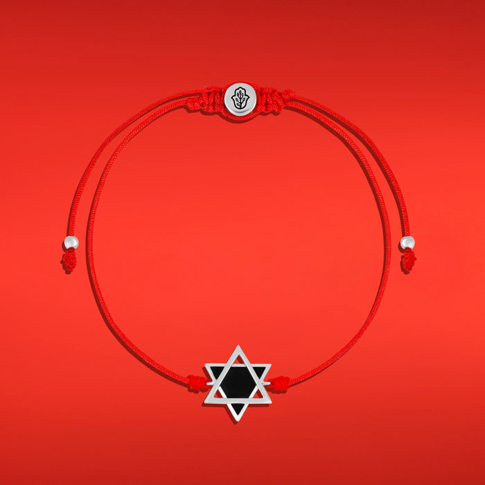 Sacred Shield Black Onyx Star of David Red String Bracelet