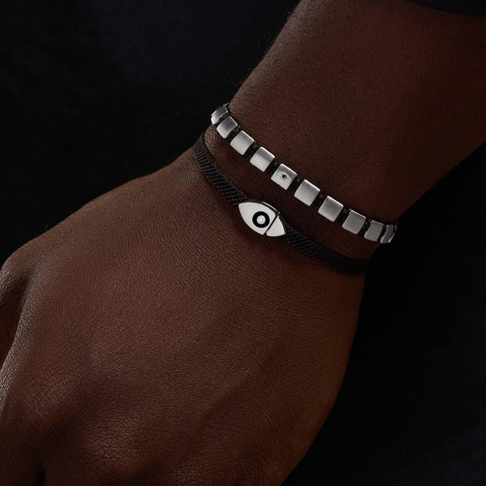 Spiritual Manifestation Silver Evil Eye Black String Bracelet