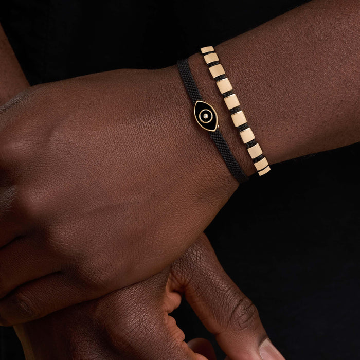 Lucky Spirit Gold Evil Eye Black String Bracelet