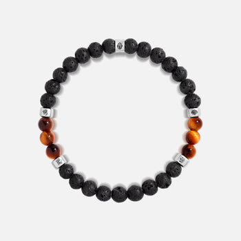 Empowered Balance Black Lava Stone & Tiger’s Eye Charm Bracelet