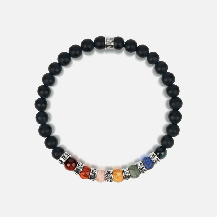 Vigorous Growth Matte Onyx Jasper Chakra Barrel Bracelet