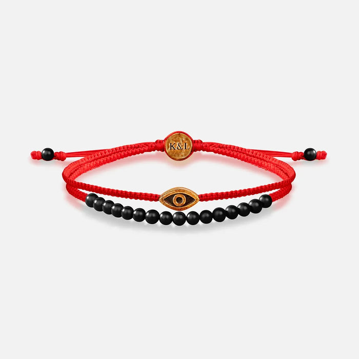 Brave Gaze Red String Matte Onyx Evil Eye Bracelet