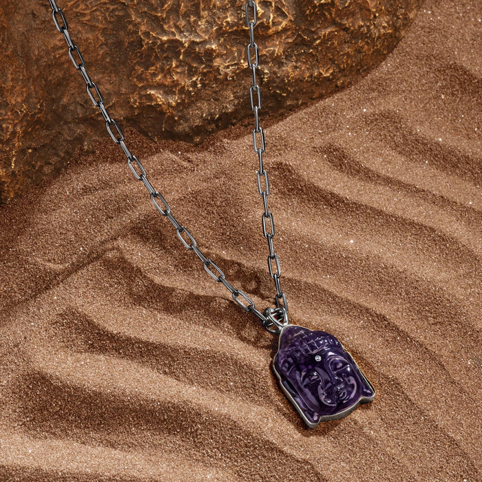 Enlightened Path - Amethyst Buddha Charm Necklace