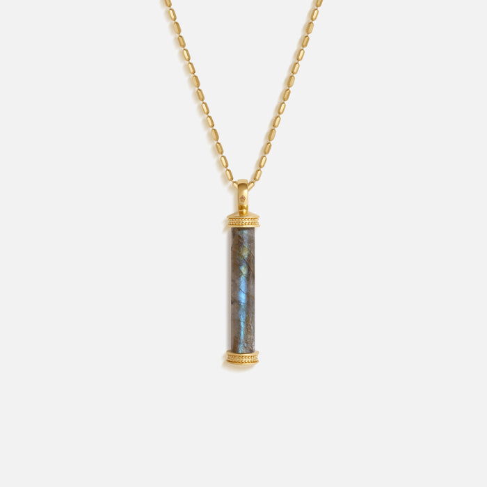 Shadow Horizon Labradorite Bar Necklace