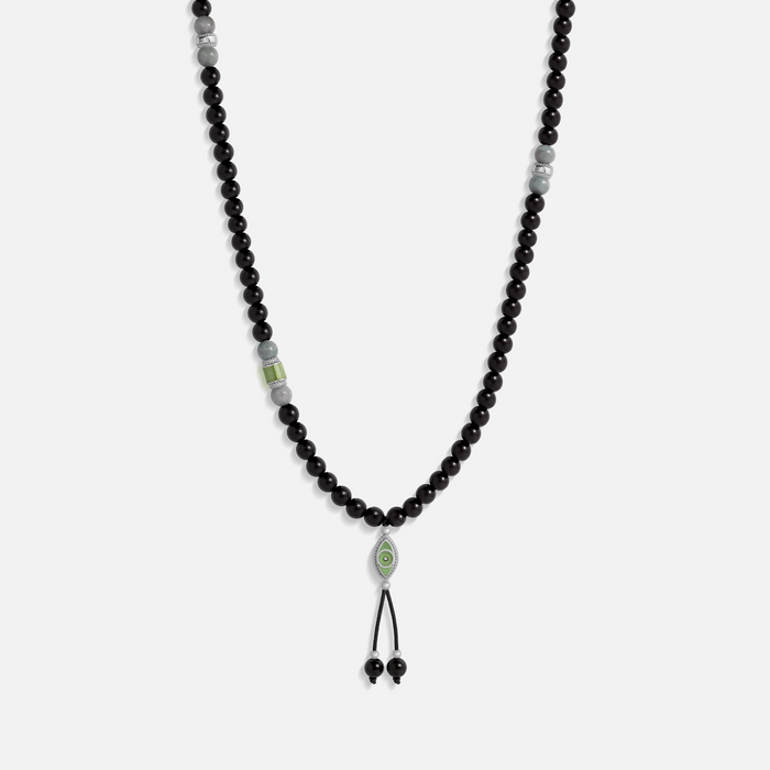 Guardian Spirit Jade & Black Wood Evil Eye Necklace