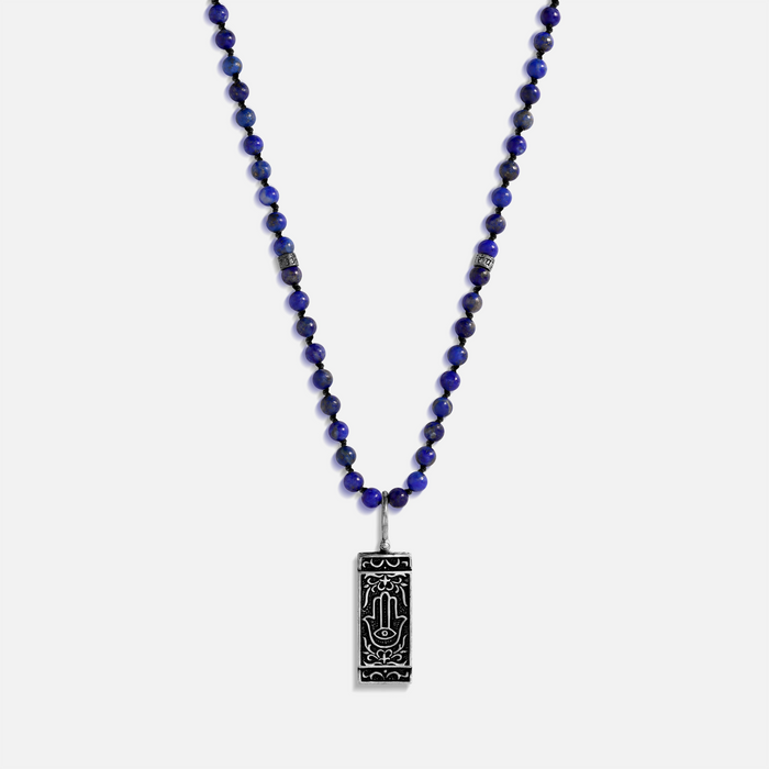Spiritual Energy Lapis Lazuli Hamsa Pendant Necklace