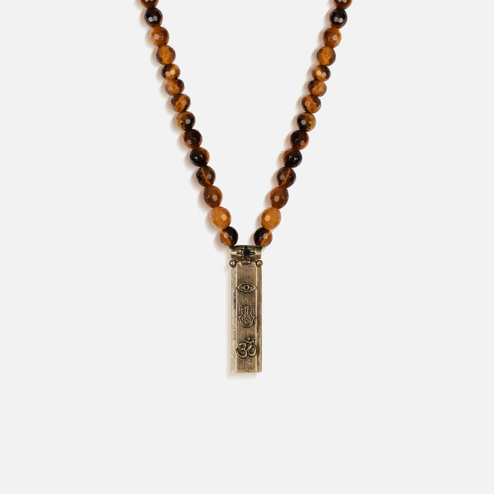 Fearless Spirit 3 Symbol Tiger's Eye Onyx Necklace