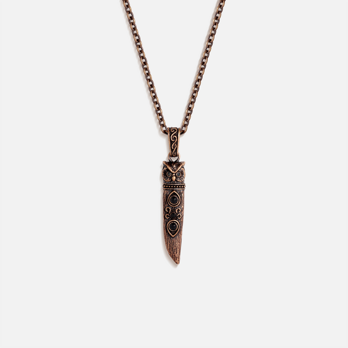 Silent Guardian Owl Dagger Onyx Necklace