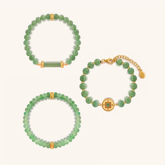 Celestial Grace Jade Radiance Bracelet Set