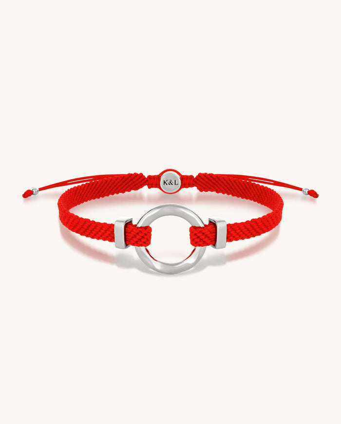 Endless Blessings Women's Silver Karma Circle Red String Bracelet