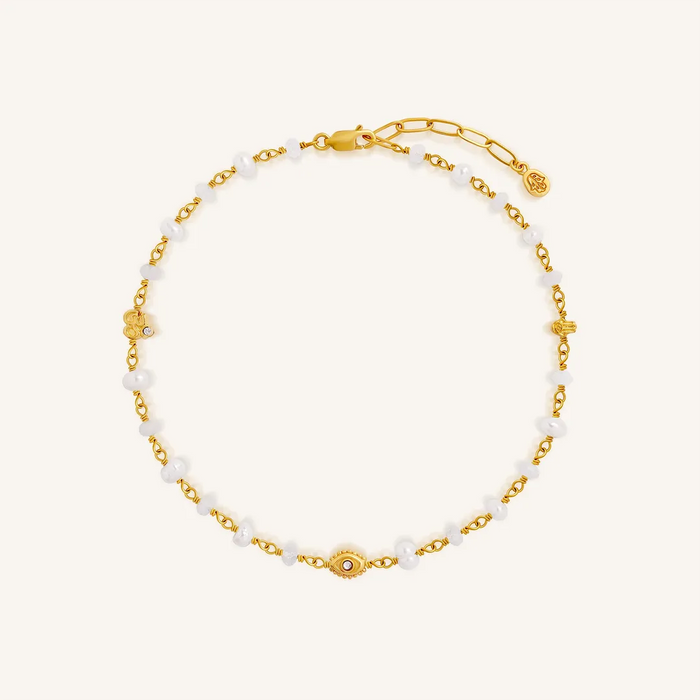 Peaceful Aura Moonstone & Pearl Protection Anklet