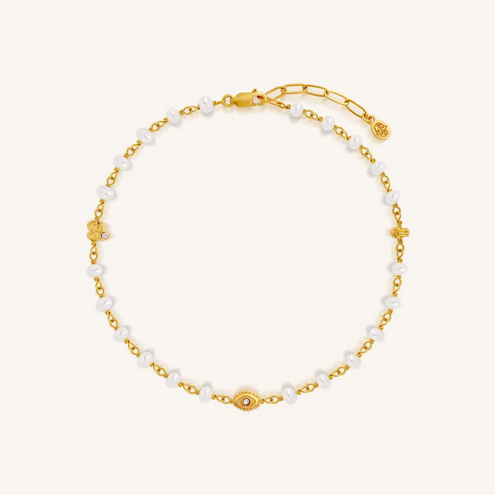 Protective Grace Multi-Symbol Pearl Anklet