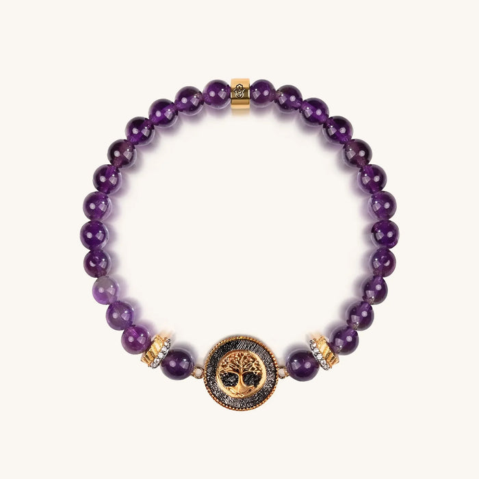 Soothing Lullaby Amethyst Tree of Life Charm Bracelet