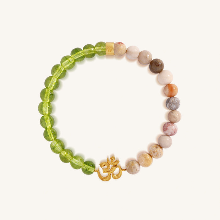 Peaceful Living African Opal, Jasper, & Peridot Om Bracelet