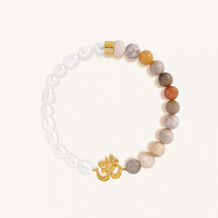 Dreamer at Heart Pearl, Jasper, & African Opal Om Bracelet
