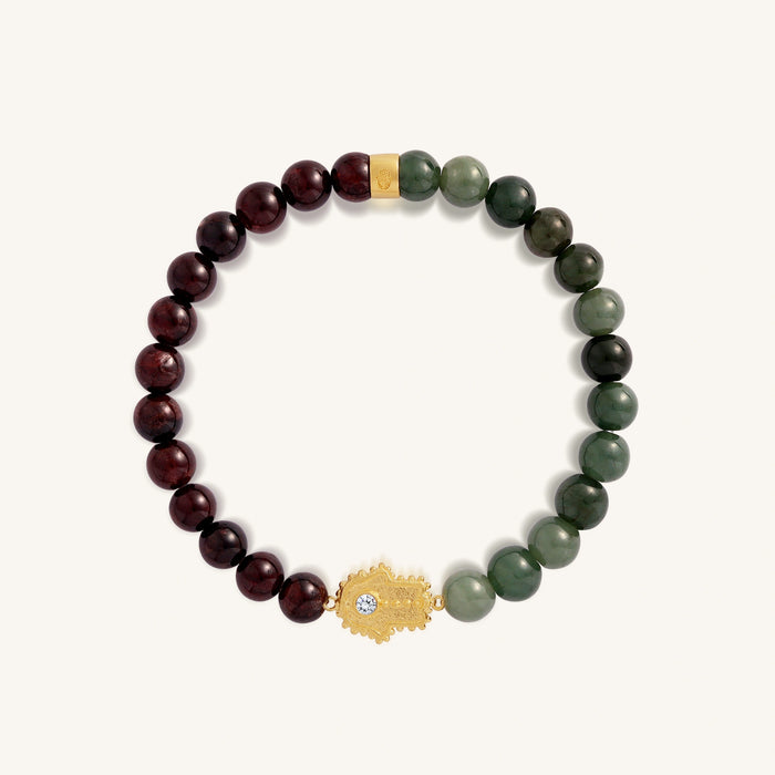 Luckiest Manifestation Jade & Garnet Hamsa Bracelet