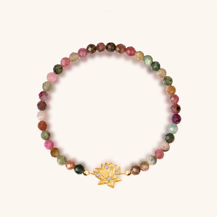 Lotus Blossom Gold Plated Tourmaline Bracelet
