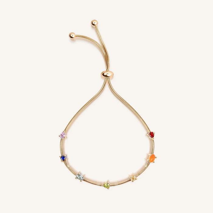 Careful Alignment Gold Plated 7 Stones Chakra Bracelet