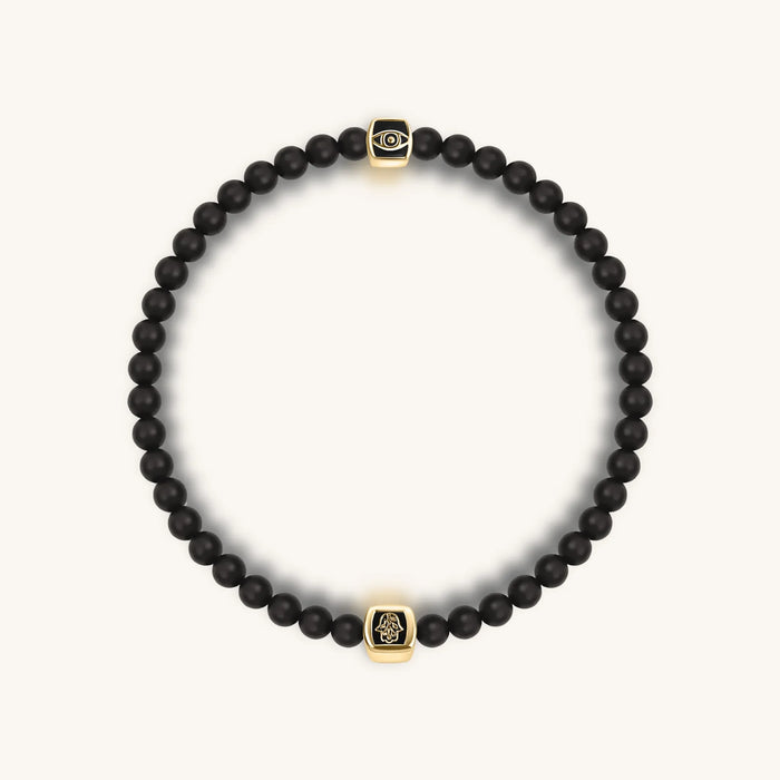 Peaceful Progress - Matte Onyx Evil Eye Hamsa Bracelet