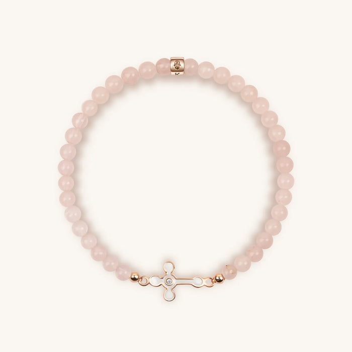 Loyal Support Rose Quartz Diamond Cross Bracelet
