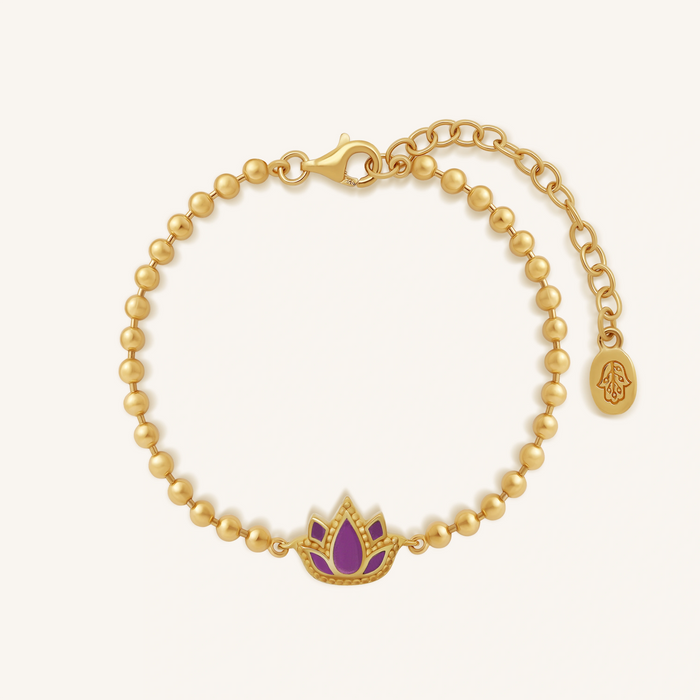 Inner Bloom Amethyst Lotus Gold Bracelet