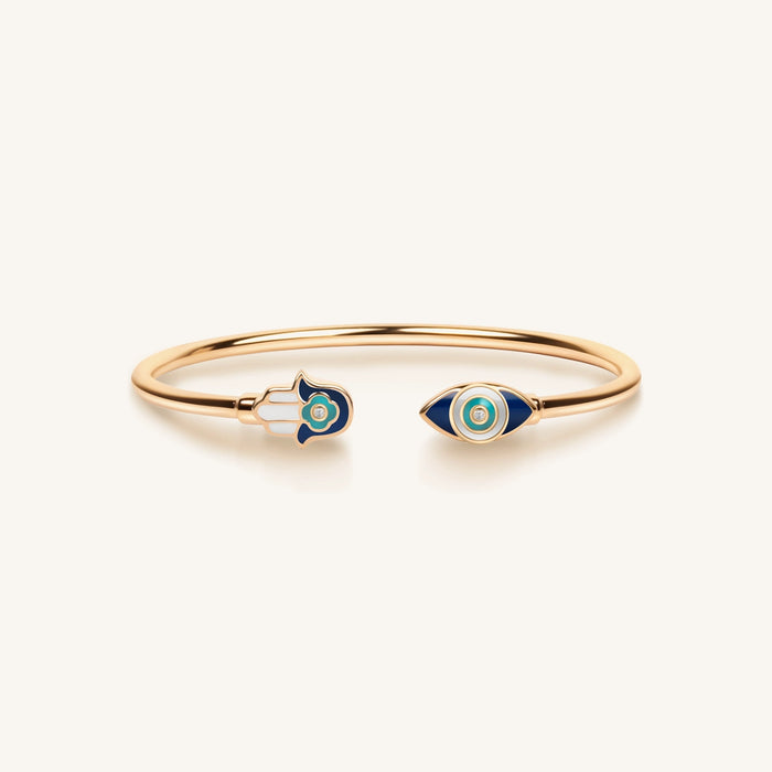 Positive Light Enamel Hamsa Evil Eye Cuff
