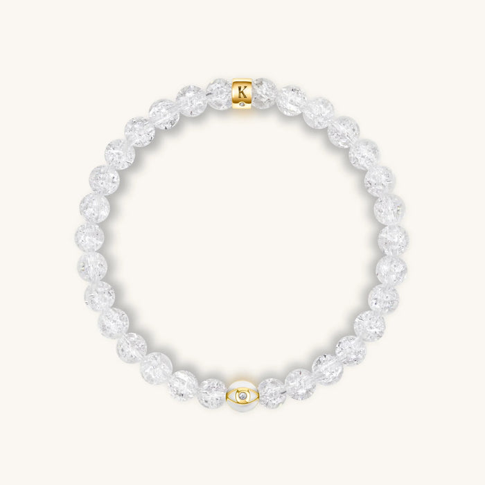 Utmost Clarity Crystal Quartz April Birthstone Evil Eye Bracelet