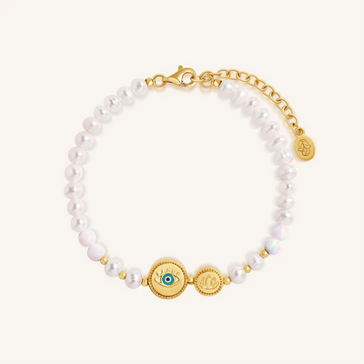 Serene Protection Pearl Evil Eye Lotus Bracelet