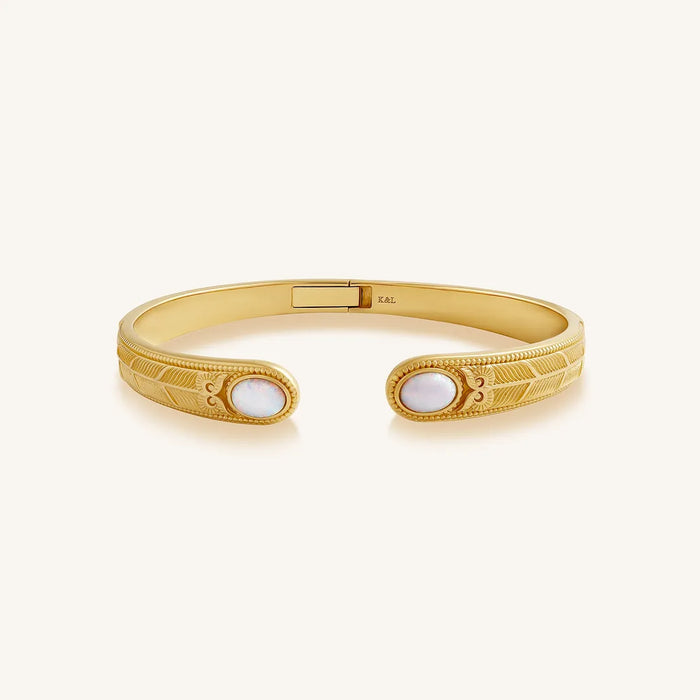 Free Spirit Opal Feather Cuff Bracelet