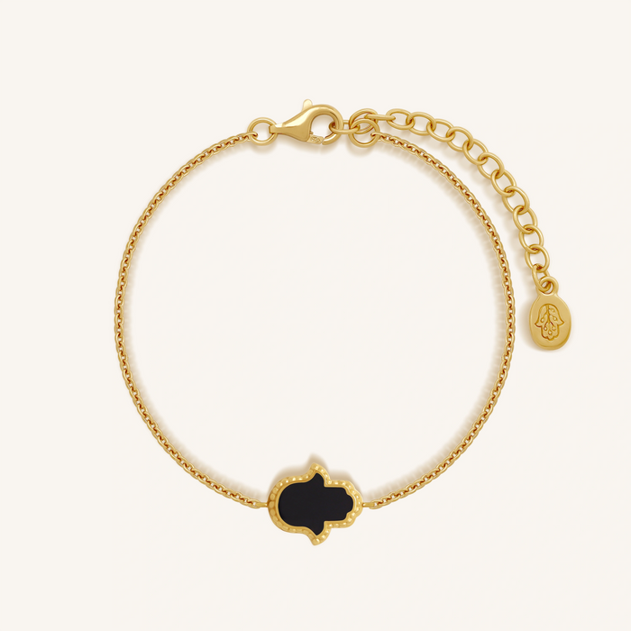 Guardian Light Hamsa Onyx & Mother of Pearl Bracelet