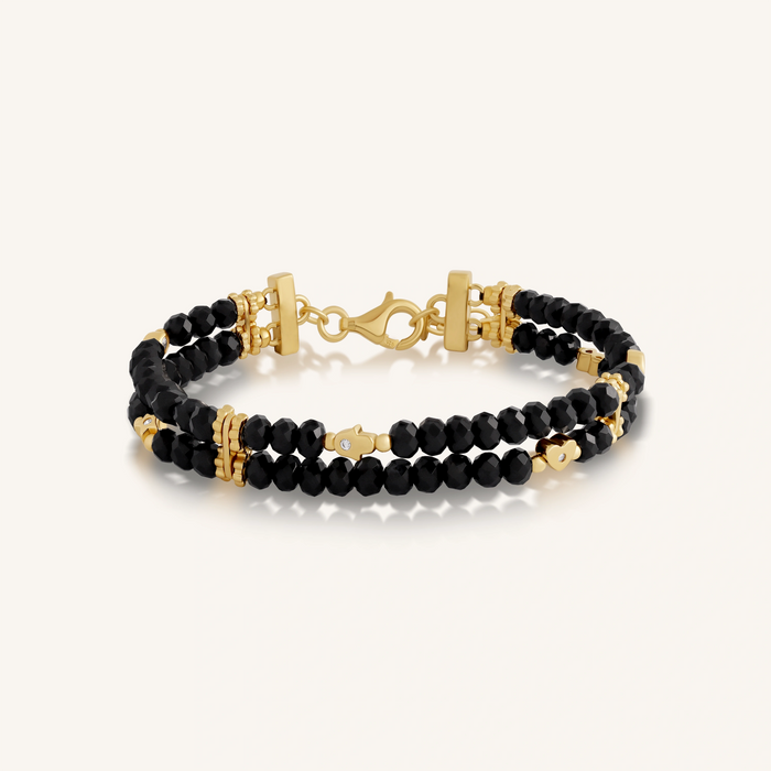 Harmony Within Multi-Charm Onyx Bracelet