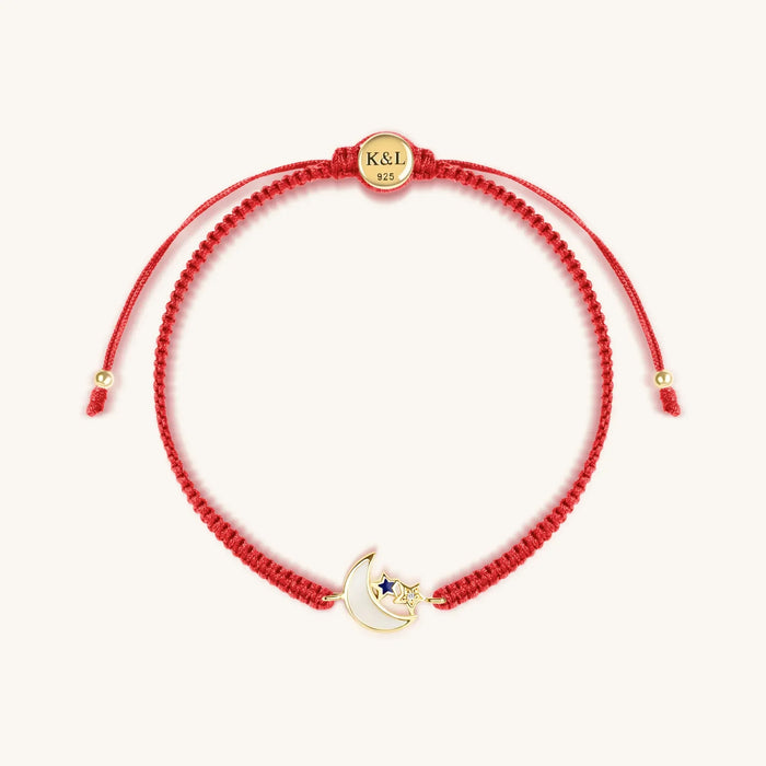 Transcendental Wisdom - Red String Moon & Stars Charm Bracelet