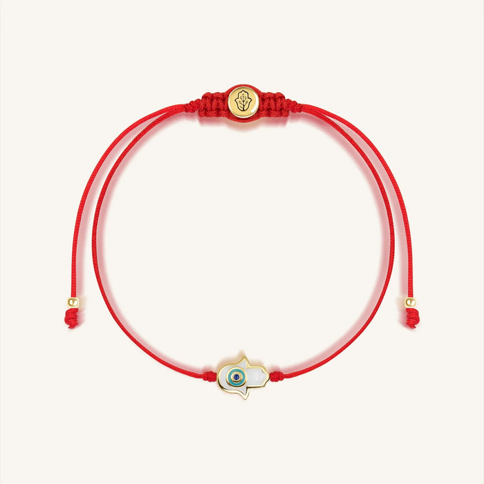 Charismatic Personality White Enamel Hamsa Red String Bracelet