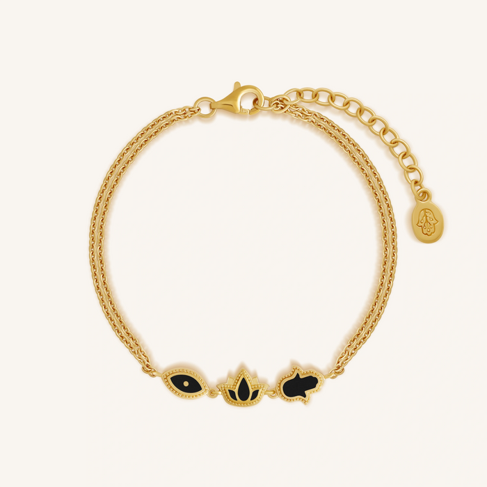 Sacred Poise Multi-Charm Onyx Bracelet